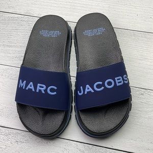 Marc Jacobs Logo-Print ridged Sliders 8